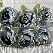 Піон тканевий з білим кантом, 3,5 см, сіро-блакитний, упаковка 48 шт.