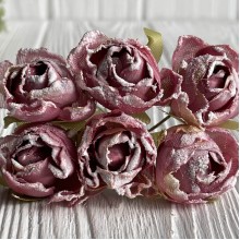 Піон тканевий з білим кантом, 3,5 см, пудровий, упаковка 48 шт.