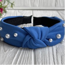 Обруч креп чалма с жемчугом, 4 см, темно-синий, шт.