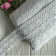 Кружево вязаное Сабрина (D030046), белый, 4 см, рулон 45 м