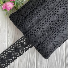 Кружево вязаное Сабрина (D030046), черный, 4 см, рулон 45 м