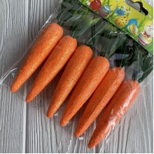 Морковка большая c блестками (L00545), 15 см, оранжевая, набор 6 шт.