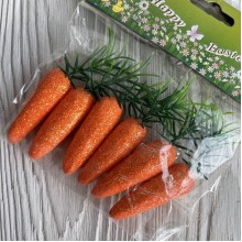 Морковка маленькая c блестками (L00546), 8,5 см, оранжевая, набор 6 шт.