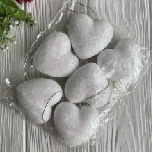 Сердечко-подвеска в глиттере, 6 см, белое, упаковка 6 шт.