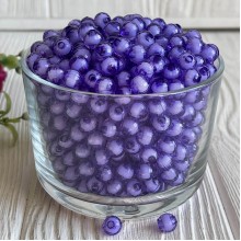 Бусина пластик с белой серединкой, 8 мм, фиолетовая, упаковка 500 г