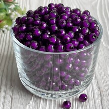 Бусина пластик с белой серединкой, 8 мм, темно-фиолетовая, упаковка 500 г