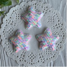 Аппликация звездочка с паетками, 4,8х4,8 см, пастельный микс, упаковка 20 шт.