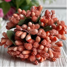 Веточка с тычинками, оранжево-темно-персиковая, упаковка 144 шт.