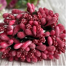 Веточка с тычинками, малиново-красный, упаковка 144 шт.