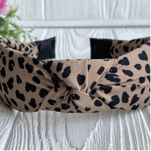 Обруч чалма софт леопард, 4 см, кофейный, шт.