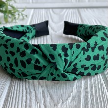 Обруч чалма софт леопард, 4 см, зеленый, шт.