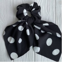 Резинка Твилли жатка большой горох, 30 см, черно-белый, шт.