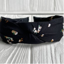 Обруч чалма маленький цветочек, 4 см, черный, шт.