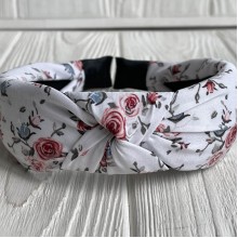 Обруч чалма розочки, 4 см, белый, шт.