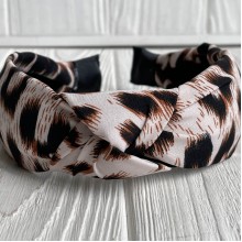 Обруч чалма леопард, 4 см, молочный, шт.