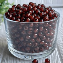 Бусина пластик с белой серединкой, 8 мм, шоколадная, упаковка 500 г