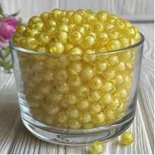 Бусина пластик с белой серединкой, 8 мм, желтая, упаковка 500 г
