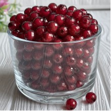 Бусина пластик с белой серединкой, 8 мм, бордовая, упаковка 500 г