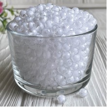 Бусина пластик с белой серединкой, 8 мм, белая, упаковка 500 г