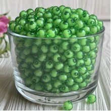 Бусина пластик с белой серединкой, 10 мм, зеленая, упаковка 500 г