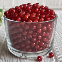 Бусина пластик с белой серединкой, 10 мм, красная, упаковка 500 г