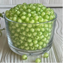 Бусина пластик с белой серединкой, 10 мм, салатовая, упаковка 500 г