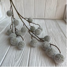 Ветка с пухнастыми шариками, 65 см, оливковый, шт. 