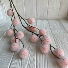 Ветка с пухнастыми шариками, 65 см, розовый, шт. 