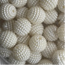 Бусина в пупырышку (круглая), 24 мм, молочная, упаковка 500 г