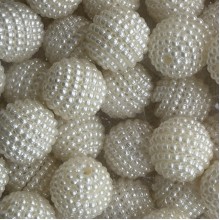 Бусина в пупырышку (круглая), 40 мм, молочная, упаковка 500 г