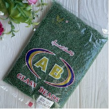 Бисер прозрачный с серебряной серединкой, размер 12/0, темно-зеленый (27В), упаковка 400 г