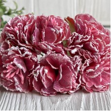 Хризантема тканевая с белым кантом, 4,5 см, коралловая, упаковка 48 шт.