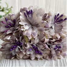 Хризантема тканевая с фатином, 4 см, серо-фиолетовая, упаковка 48 шт.
