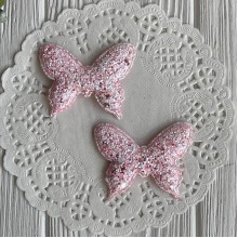 Аппликация бабочка с цветной мозаикой, 4,5х5,5 см, нежно-розовая, упаковка 20 шт.