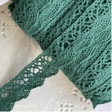 Кружево вязаное Айрис (D03602), 2 см, темно-зеленое, рулон 45 м