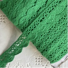 Кружево вязаное Айрис (D03602), 2 см, зеленое, рулон 45 м