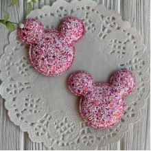 Аппликация Микки с цветной мозаикой, 6х5,5 см, малиновая, упаковка 20 шт.