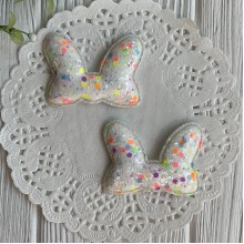 Аппликация ушки-бантик с цветной мозаикой, 5,5х4,2 см, белая, упаковка 20 шт.