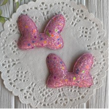 Аппликация ушки-бантик с цветной мозаикой, 5,5х4,2 см, малиновая, упаковка 20 шт.