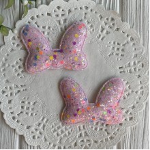 Аппликация ушки-бантик с цветной мозаикой, 5,5х4,2 см, светло-розовая, упаковка 20 шт.