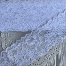 Кружево стрейчевое с пионами, 6 см, белое, рулон 9 м