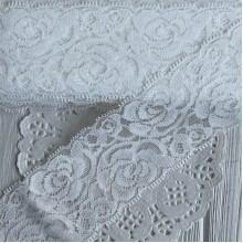 Кружево стрейчевое с розами, 6 см, айвори, рулон 9 м