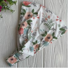Бандана котоновая с цветами, 24х20 см, бело-коралловая, шт.