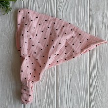 Муслиновая косынка в горох, 25х25 см, персиково-черная, шт.