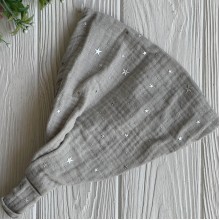 Муслиновая бандана со звездочками, 24х19 см, серая, шт.