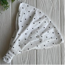 Муслиновая бандана в горох, 22х21 см, бело-черная, шт.