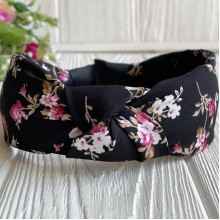 Обруч софт чалма пионы, 4 см, черный, шт.