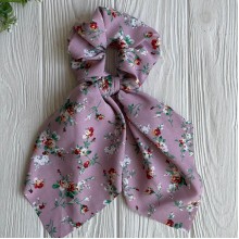 Резинка Твилли жатка пионы, 27 cм, розово-пудровый, шт.