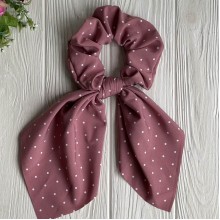 Резинка Твилли жатка в горох, 27 см, темно-пудровый, шт.