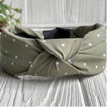 Обруч софт чалма горох, 4 см, оливковый, шт.